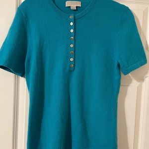 Michael Kors Short Sleeve Fitted Crew Neck Sweater | Seaglass | Large